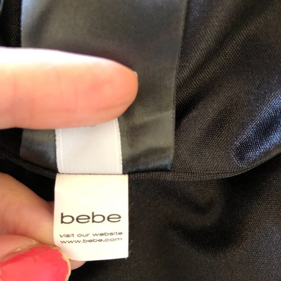 Bebe Women Blue Black Color block Long Sleeve Body cone Dress size XS Stretch AS - Picture 13 of 13